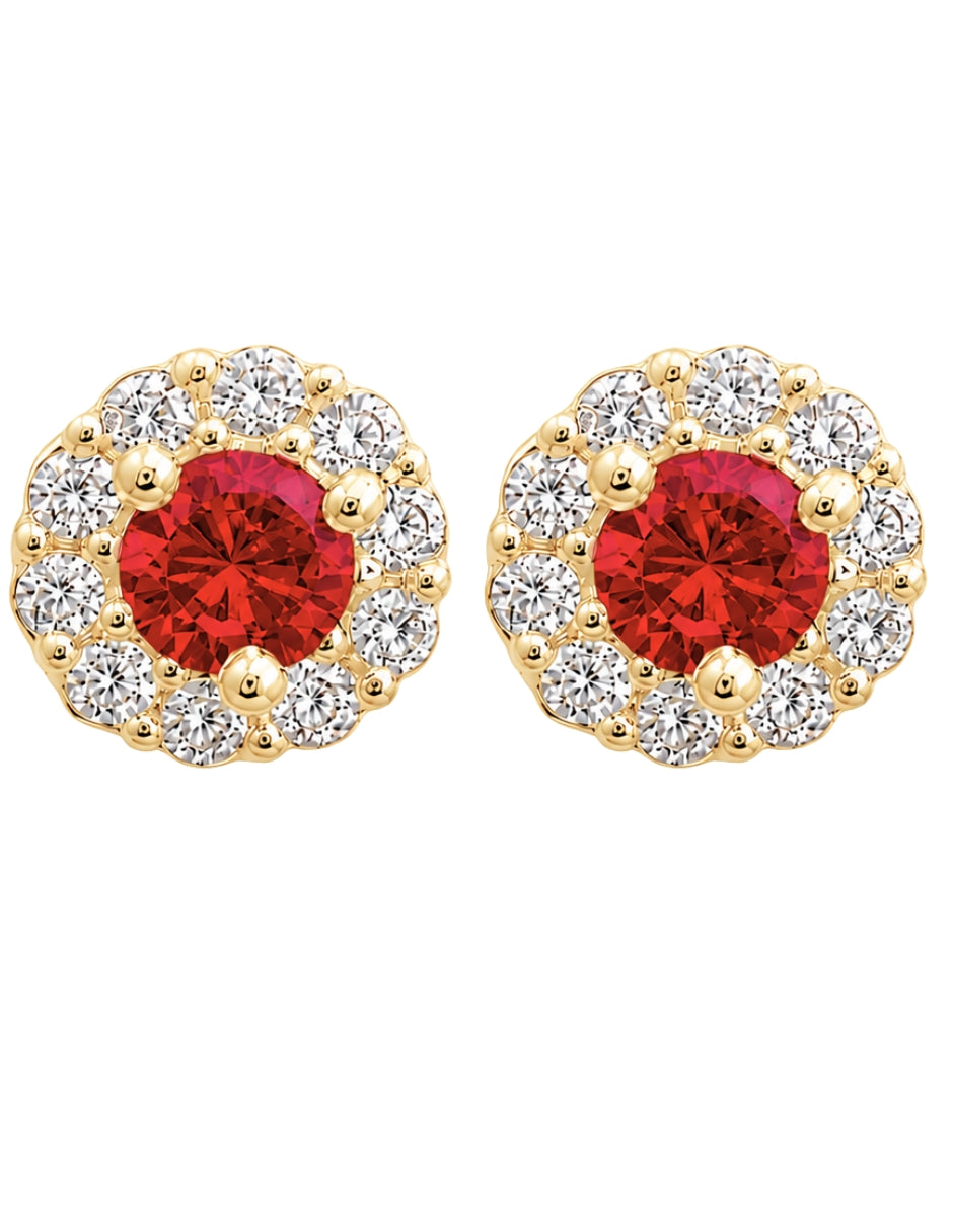 Broqueles de oro con Zirconia Roja 10 K