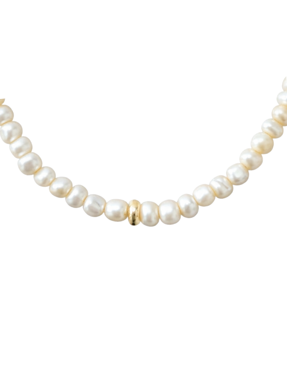 Pulsera de Perlas con Rondel de Oro 14K