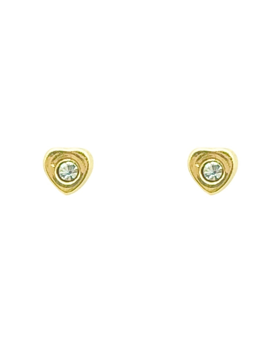 Broqueles de Corazón con Zirconia en Oro de 10k para Bebé