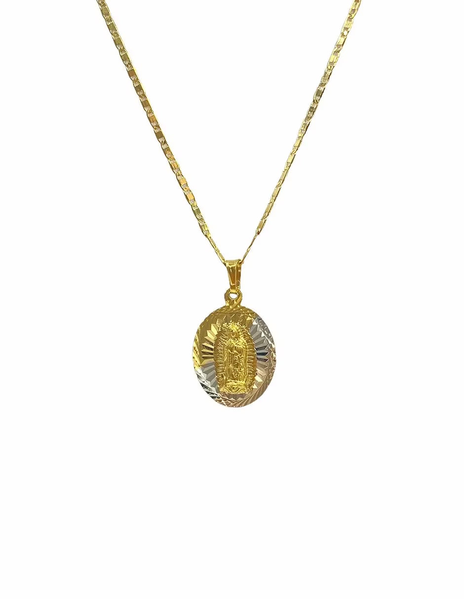 Duo de Medallas Tricolor y Dorada en Chapa de Oro 14k
