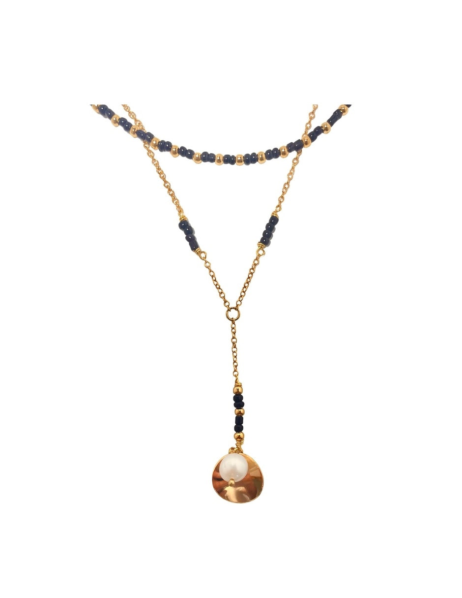 Collar Enso con Perla en Chapa de Oro 14k