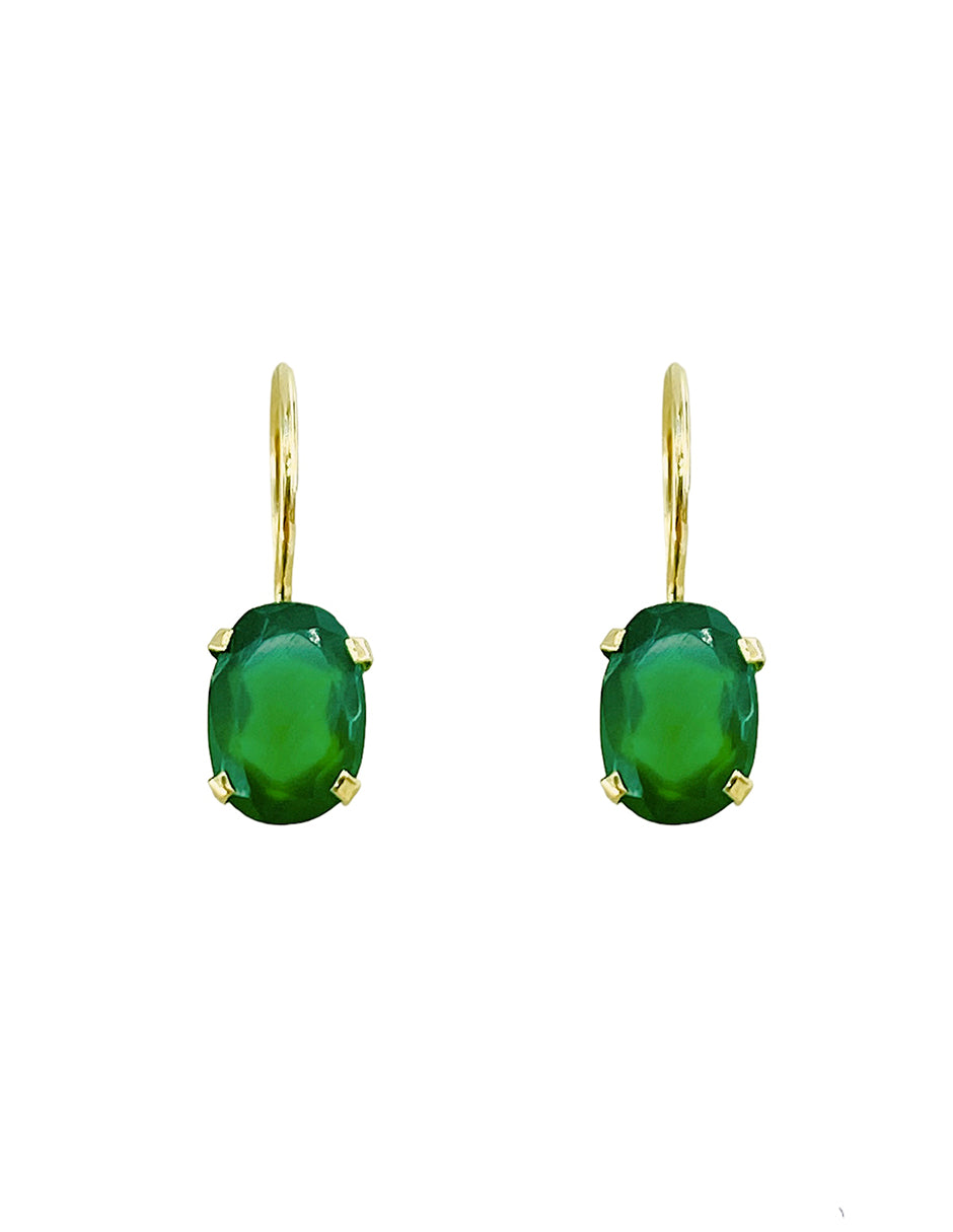 Aretes de Ágata Verde - en Oro de 10k