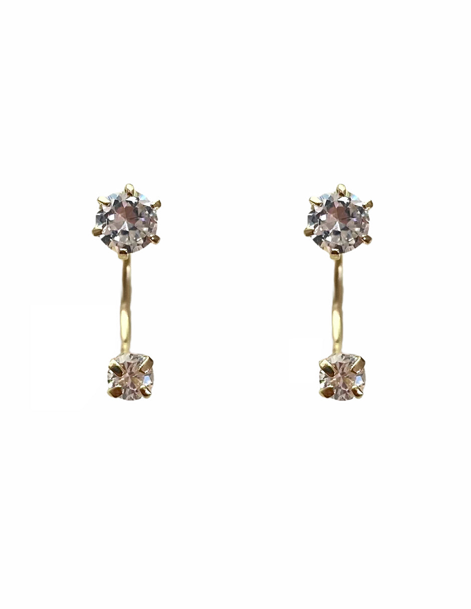 Aretes Curvos con Zirconias 3mm - en Oro de 10k
